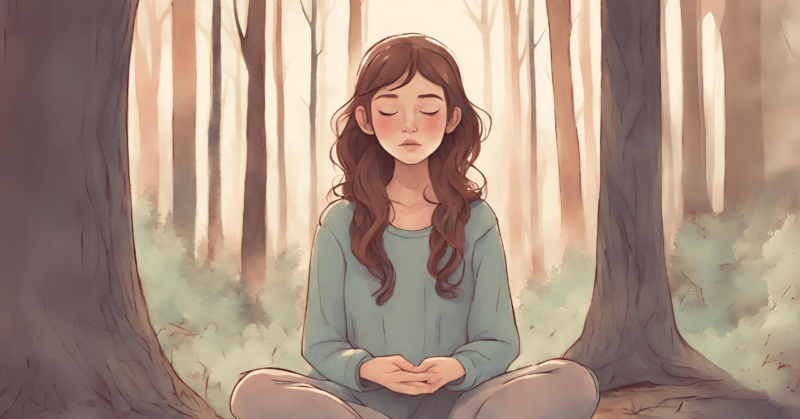 瞑想する女性(スピリチュアル)フリー素材イラスト
