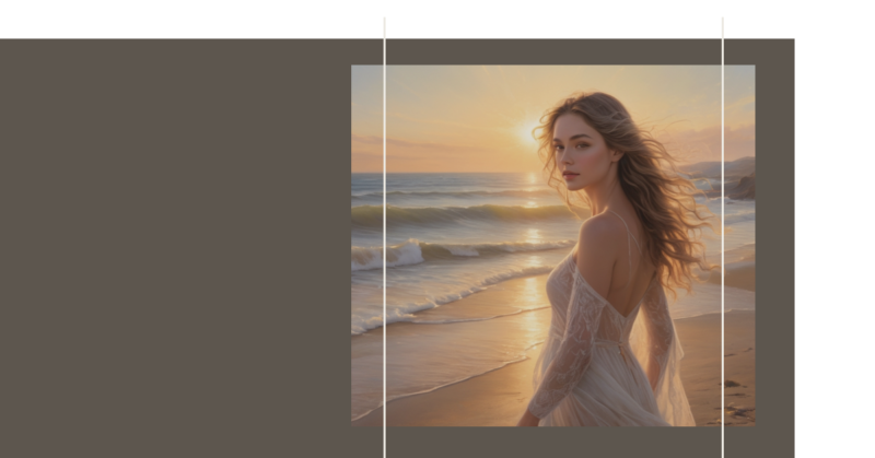 朝日を浴びて海岸沿いに立つ美しい女性フリー素材イラスト